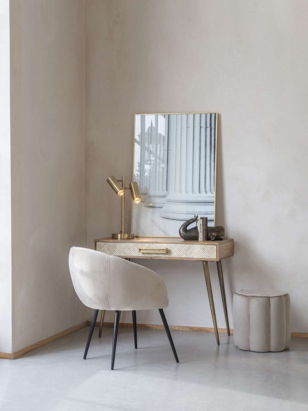 Scallop Footstool in Smokey Taupe Velvet | Bed Sava