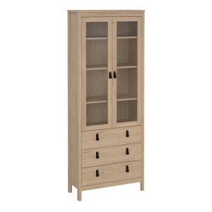 Barcelona China Cabinet 2 Glass Doors with 3 Drawers | Bed Sava