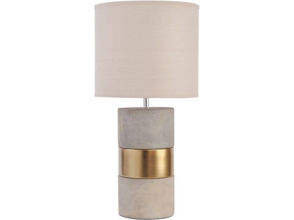 Concrete and Gold Table Lamp with Natural Shade E27 60W | Bed Sava