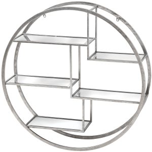 Large Circular Silver Wall Hanging Multi Shelf | Bed Sava