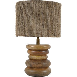 Leon Solid Wood Table Lamp with Silk Jute Shade | Bed Sava