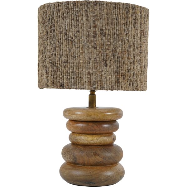 Leon Solid Wood Table Lamp with Silk Jute Shade | Bed Sava