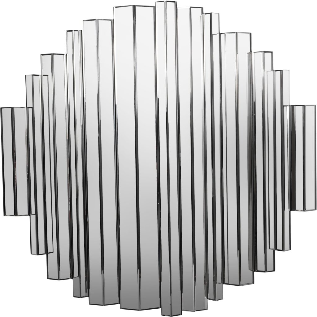 Crystalline Effect Embossed Edges Round Mirror