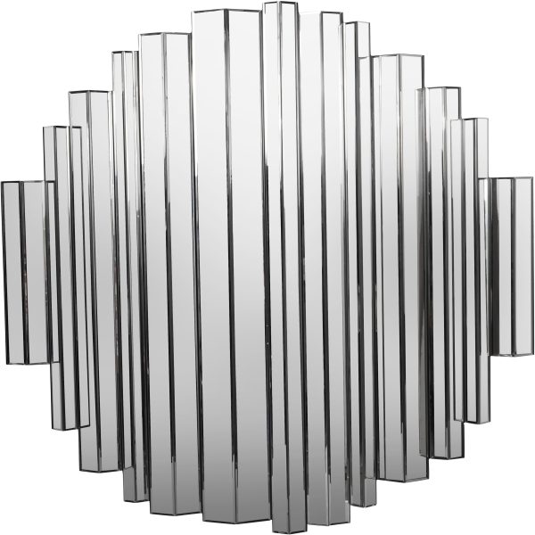 Crystalline Effect Embossed Edges Round Mirror | Bed Sava