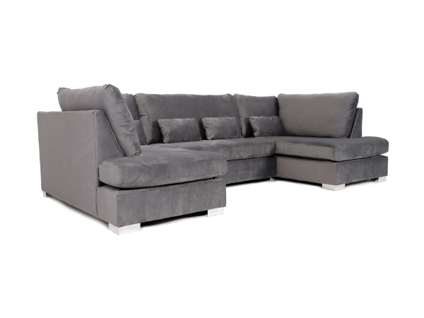 Belgravia U Shape Sofa Plush Velvet Grey | Bed Sava