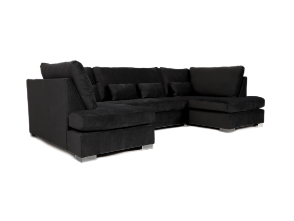 Belgravia U Shape Sofa Plush Velvet Black | Bed Sava