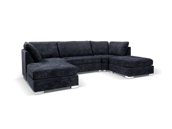 Brixton U Shape Sofa Black | Bed Sava