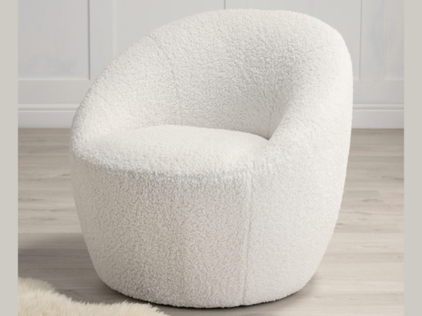Cocoon Occasional Accent Chair in Ivory Boucle | Bed Sava