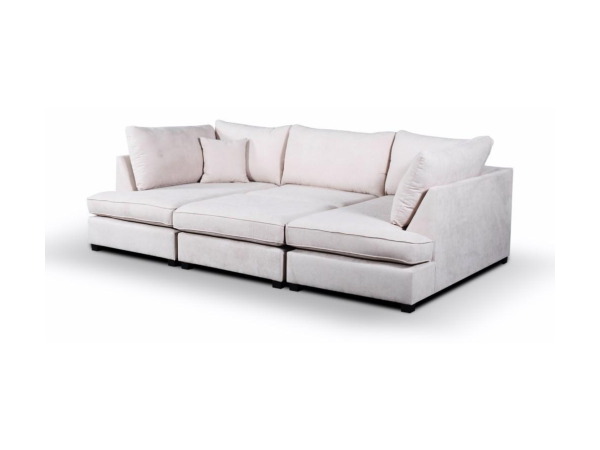 Carnaby Small U Shape Sofa with Footstool Cream | Bed Sava