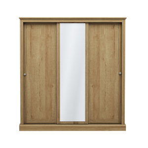 Devonshire Sliding Three Door Wardrobe Oak with Mirror | Bed Sava