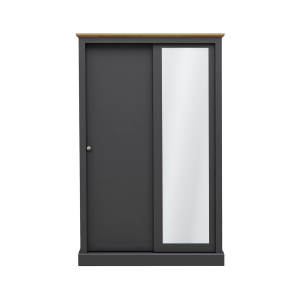Devonshire Two Door Sliding Wardrobe with Mirror Charcoal | Bed Sava