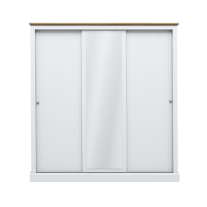 Devonshire Sliding Three Door Wardrobe White with Mirror | Bed Sava
