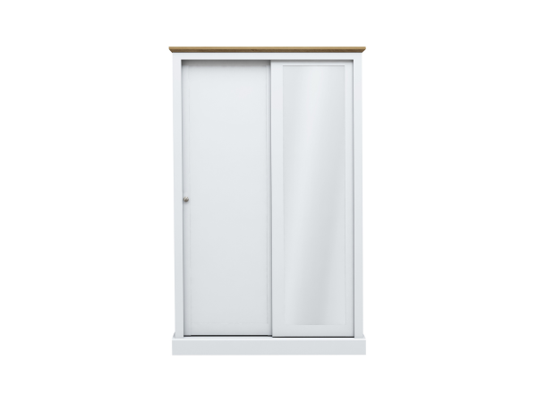 Devonshire Two Door Sliding Wardrobe with Mirror White | Bed Sava