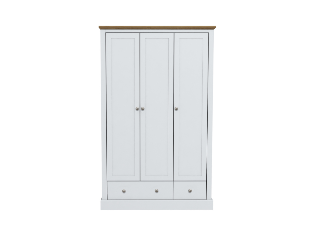 Devonshire Three Door Wardrobe with Two Drawer White