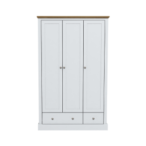 Devonshire Three Door Wardrobe with Two Drawer White | Bed Sava