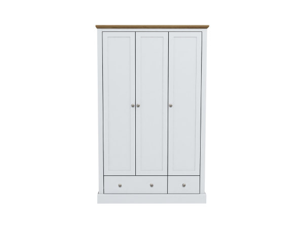 Devonshire Three Door Wardrobe with Two Drawer White | Bed Sava
