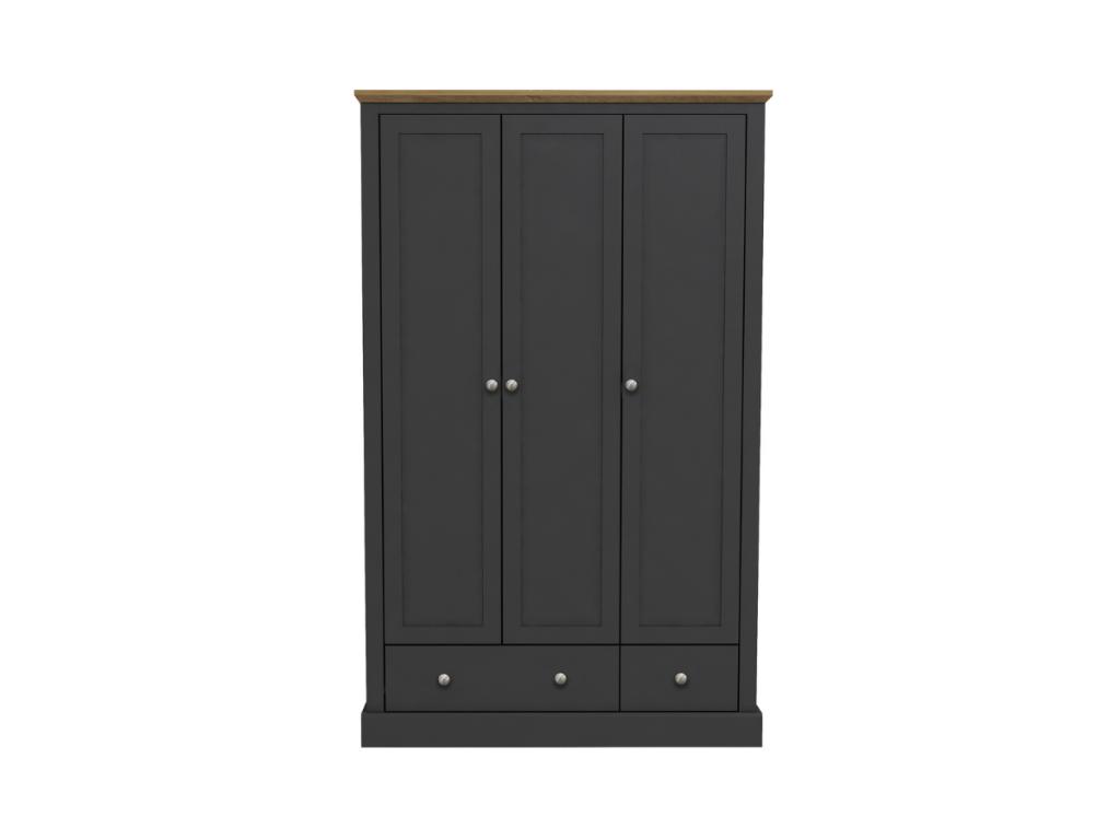 Devonshire Three Door Wardrobe with Two Drawer Charcoal