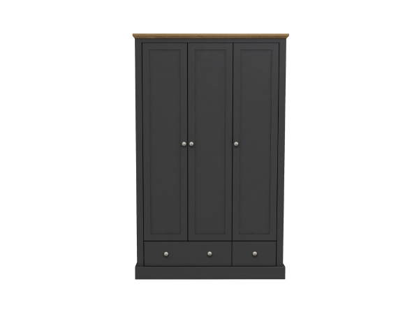 Devonshire Three Door Wardrobe with Two Drawer Charcoal | Bed Sava
