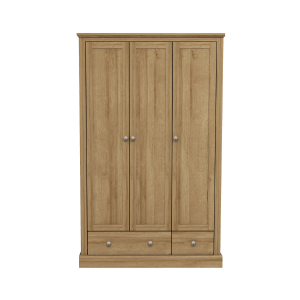 Devonshire Three Door Wardrobe with Two Drawer Oak | Bed Sava