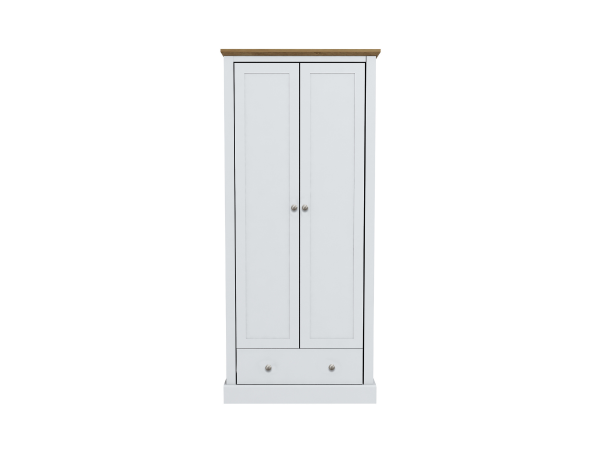 Devonshire Two Door Wardrobe with Drawer White | Bed Sava