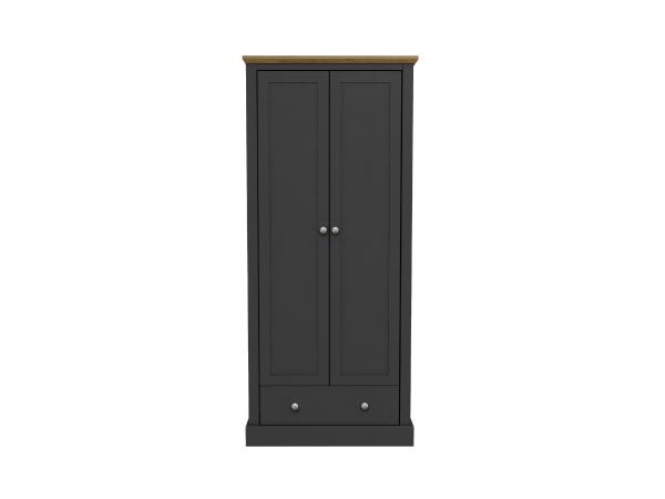 Devonshire Two Door Wardrobe with Drawer Charcoal | Bed Sava