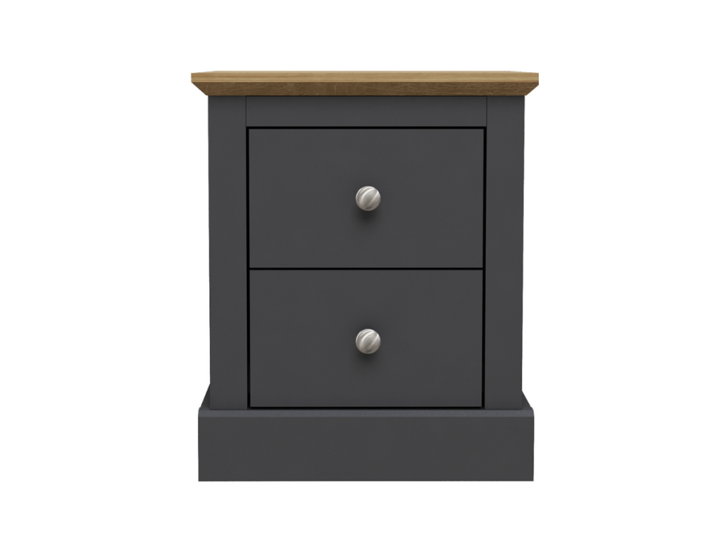 Devonshire Two Drawer Bedside Cabinet Charcoal