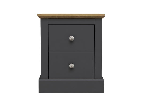Devonshire Two Drawer Bedside Cabinet Charcoal | Bed Sava