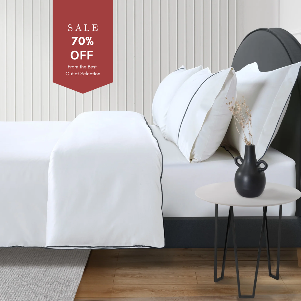 800 Thread Count Egyptian Cotton Duke of Bliss Lux Buttery Smooth Duvet Cover - Graphite Grey Accent (OS), Super King / Brilliant White with Graphite Grey