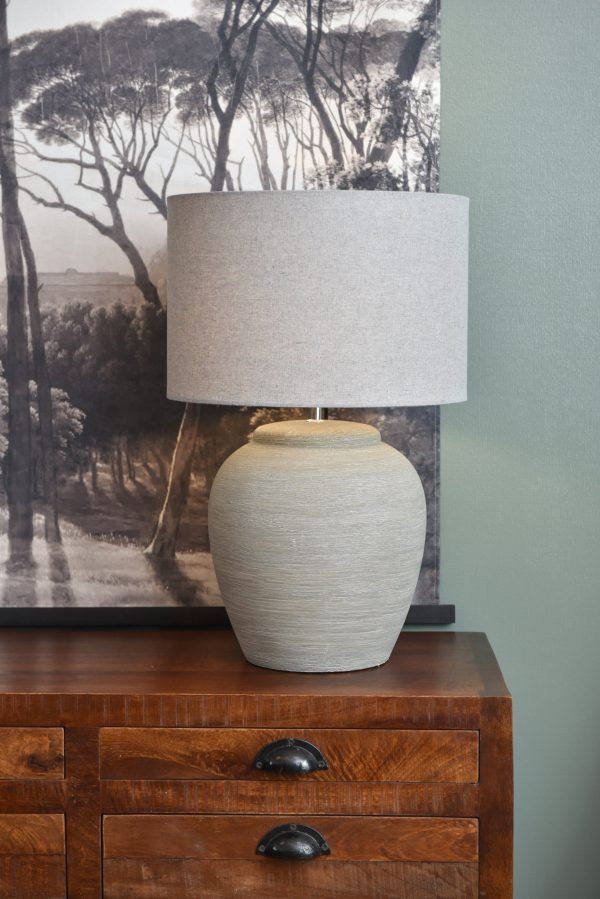 Baslow Etched Grey Ceramic Lamp with Shade  E27 60W | Bed Sava
