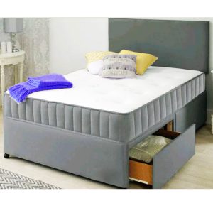 Divan Bed Grey + Balmoral Orthopaedic Memory Mattress | Bed Sava
