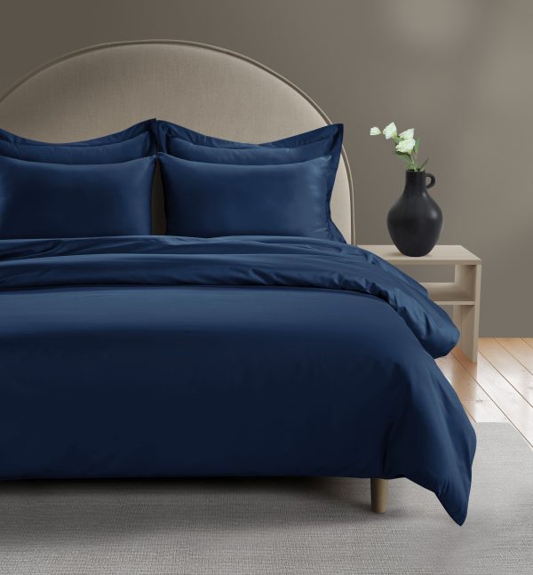 800 Thread Count Egyptian Cotton Grand Splendour Lux Buttery Smooth Duvet Cover  Navy Peony Super King  Navy Peony | Bed Sava