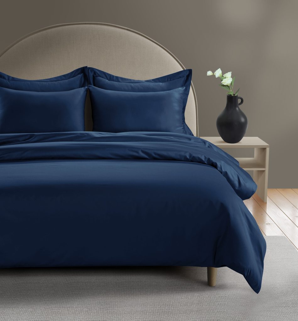 800 Thread Count Egyptian Cotton Grand Splendour Lux Buttery Smooth Duvet Cover - Navy Peony, Super King / Navy Peony