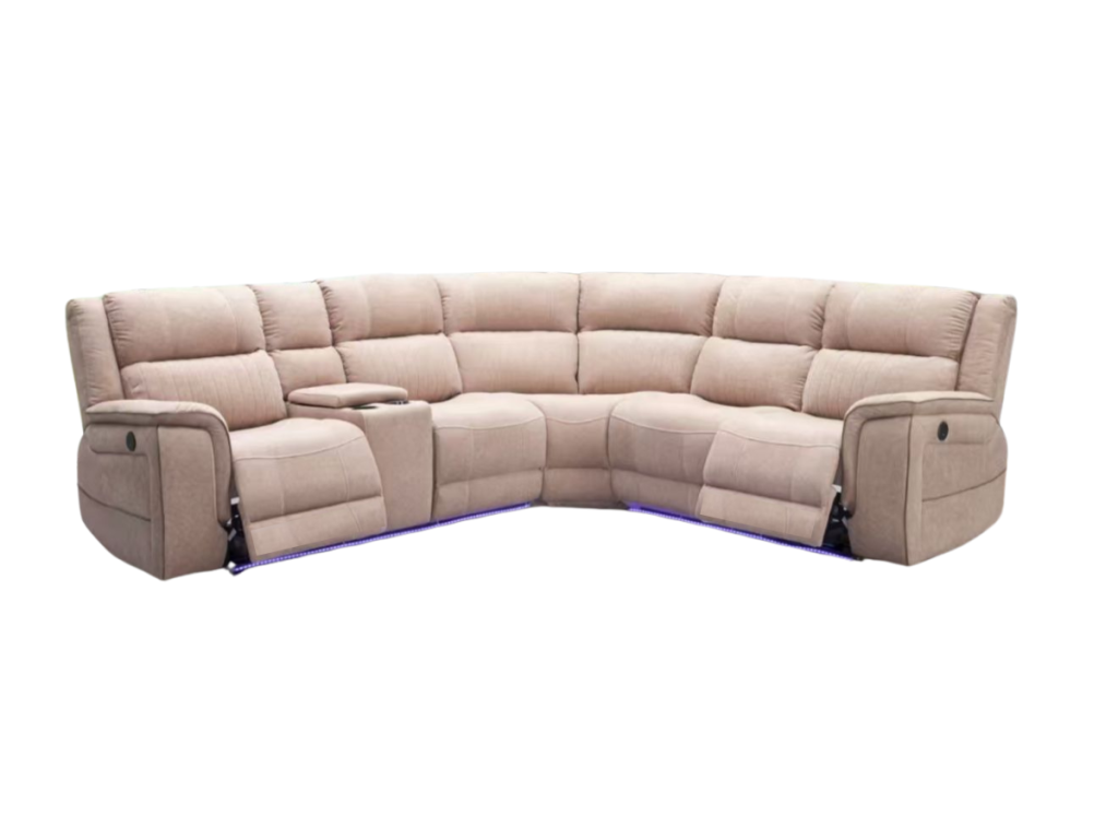 Hanna Electric Corner Recliner Sofa Cream Micro Fabric