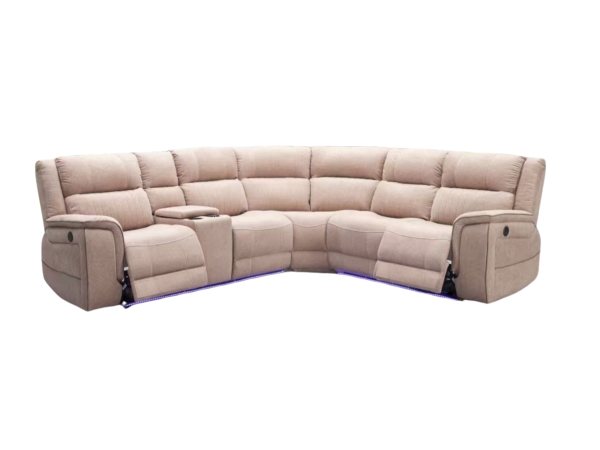 Hanna Electric Corner Recliner Sofa Cream Micro Fabric | Bed Sava