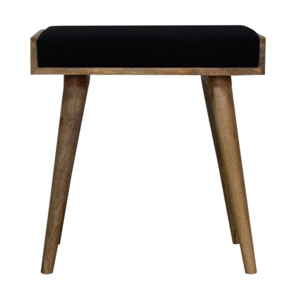 Black Velvet Tray Style Footstool | Bed Sava