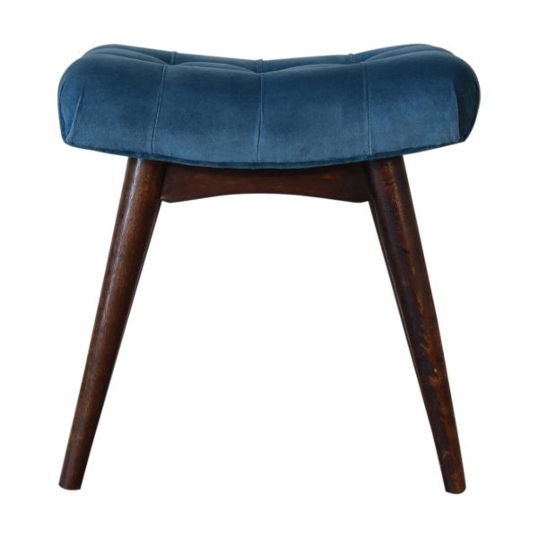 Mini Teal Velvet Curved Bench | Bed Sava