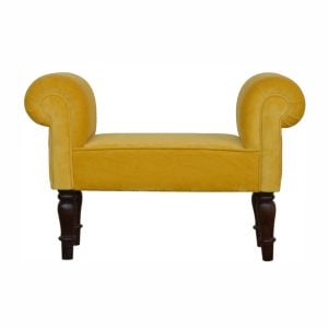 Mini Mustard Velvet Bench | Bed Sava