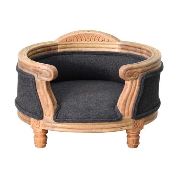 Carved Battleship Tweed Pet Bed | Bed Sava