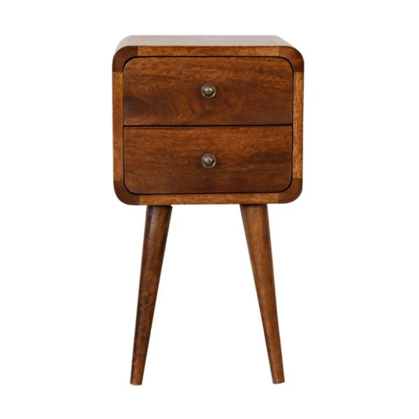 Mini Chestnut Curved Bedside | Bed Sava