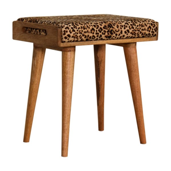 Leopard Velvet Tray Style Footstool | Bed Sava