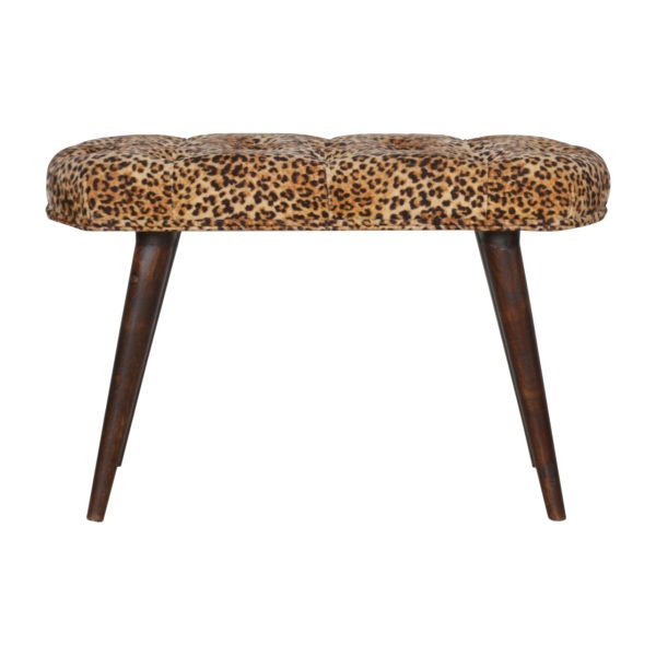 Leopard Print Deep Button Bench | Bed Sava