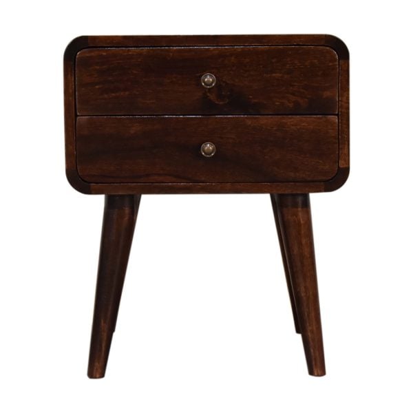 Curved Dark Walnut Bedside | Bed Sava