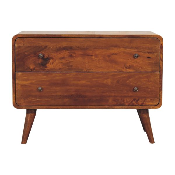 2 Drawer Curved Chestnut Chest | Bed Sava