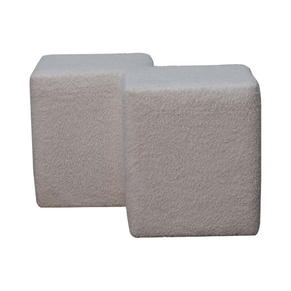 White Boucle Twin Footstool | Bed Sava