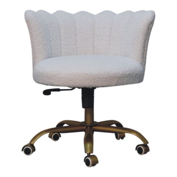 White Boucle Swivel Chair | Bed Sava