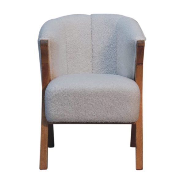 White Boucle Minimalistic Chair | Bed Sava