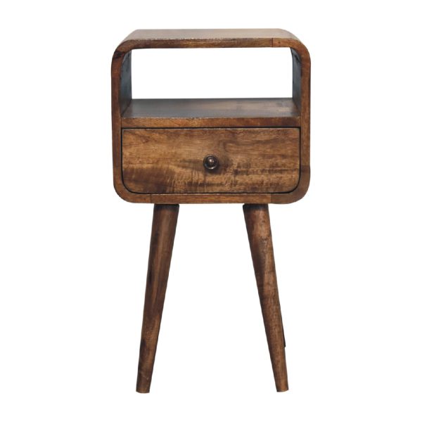 Mini Grey Wash Curve Open Bedside | Bed Sava