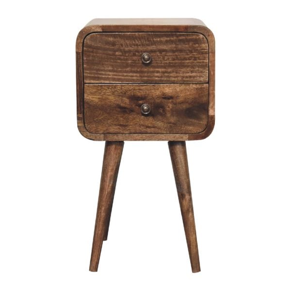 Mini Curved Grey Washed Bedside | Bed Sava