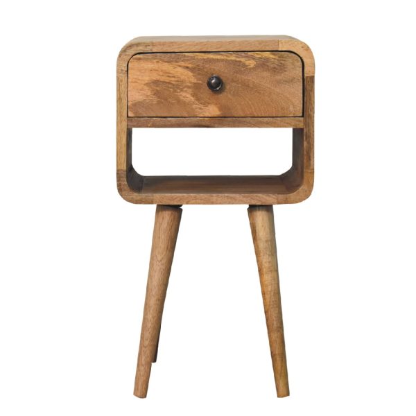 Mini Oak ish Curve Lower Bedside | Bed Sava