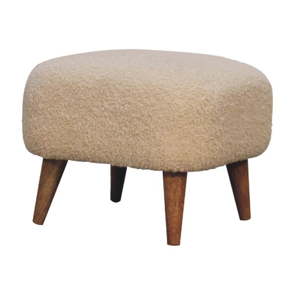 Boucle Cream Square Footstool | Bed Sava